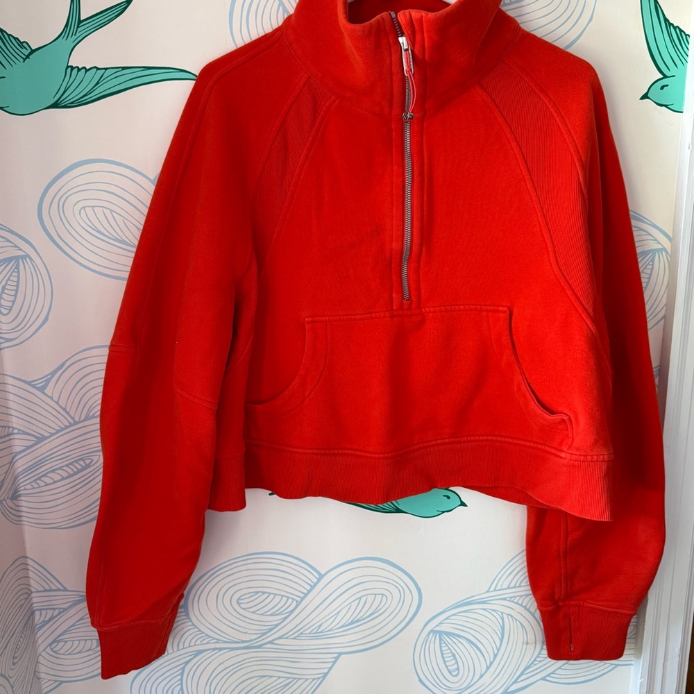 lululemon Red/Orange Funnel Neck Scuba M/L